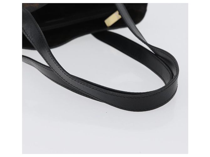Céline Bolso tote de lona Macadam CELINE en cuero PVC negro y dorado Auth 172280 - vista 7