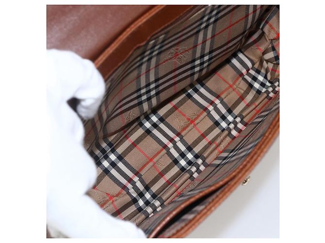 Borsa a mano Burberry in pelle marrone dorato Auth ep13546 D'oro - vista 11