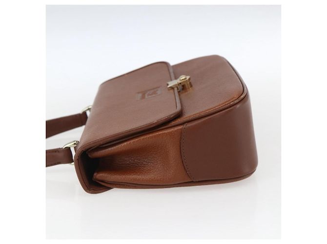 Borsa a mano Burberry in pelle marrone dorato Auth ep13546 D'oro - vista 3