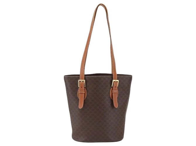 Céline Borsa tote in tela Macadam CELINE in pelle PVC marrone oro Auth ep13501 D'oro - vista 13