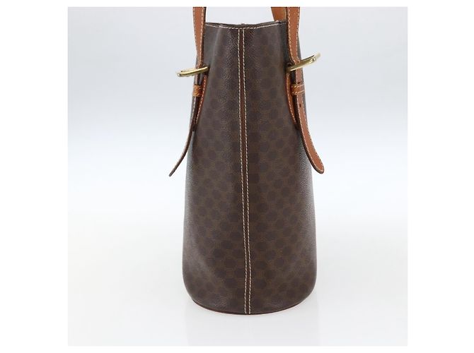 Céline Borsa tote in tela Macadam CELINE in pelle PVC marrone oro Auth ep13501 D'oro - vista 3