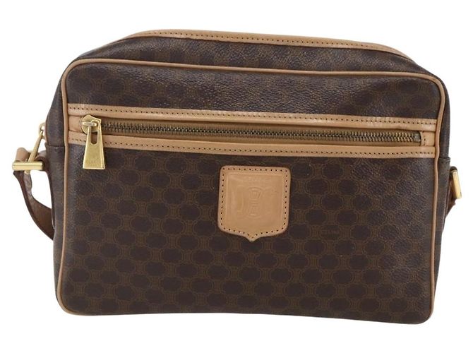 Céline Borsa a Spalla in Tela Macadam CELINE in Pelle PVC Marrone Oro Auth ep13312 D'oro - vista 13