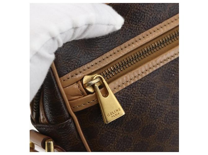 Céline Borsa a Spalla in Tela Macadam CELINE in Pelle PVC Marrone Oro Auth ep13312 D'oro - vista 21