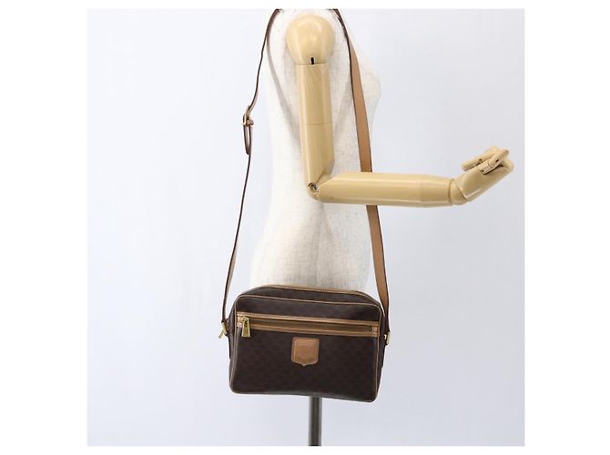 Céline Borsa a Spalla in Tela Macadam CELINE in Pelle PVC Marrone Oro Auth ep13312 D'oro - vista 23