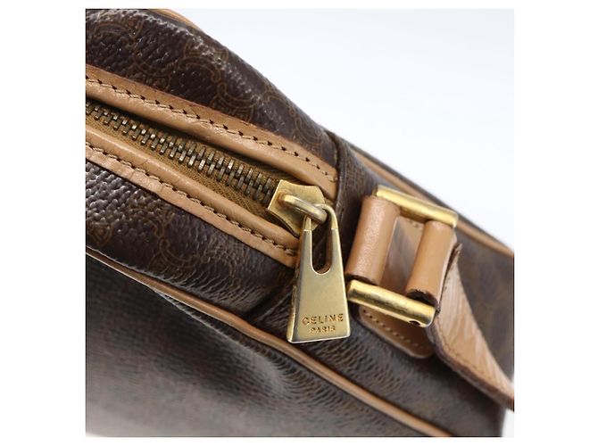 Céline Borsa a Spalla in Tela Macadam CELINE in Pelle PVC Marrone Oro Auth ep13312 D'oro - vista 9