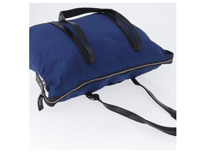 Prada Tote Bag aus Nylon Blau Silber Authentisch 170684 - Ansicht 6