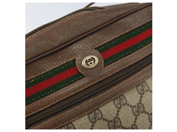 Borsa Sherry Line GG Supreme Web di GUCCI in PVC Beige e Oro 119 02 087 Auth 173208 D'oro - vista 17