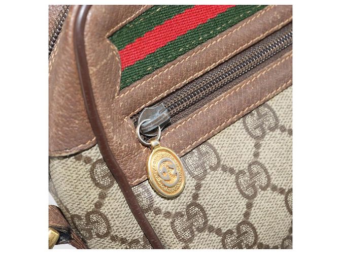 Borsa Sherry Line GG Supreme Web di GUCCI in PVC Beige e Oro 119 02 087 Auth 173208 D'oro - vista 21