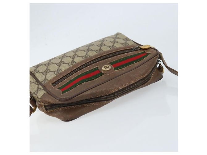 Borsa Sherry Line GG Supreme Web di GUCCI in PVC Beige e Oro 119 02 087 Auth 173208 D'oro - vista 6