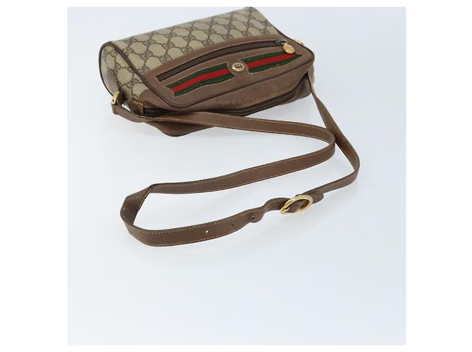 Borsa Sherry Line GG Supreme Web di GUCCI in PVC Beige e Oro 119 02 087 Auth 173208 D'oro - vista 7