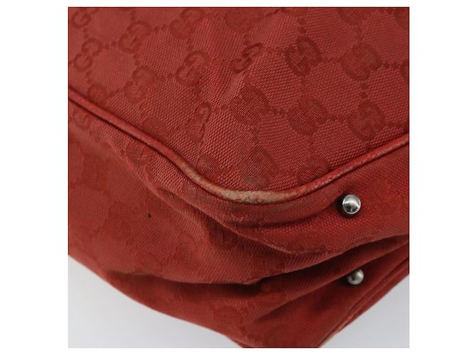 Borsa a mano in tela GG Gucci Rossa Argento 113017 Auth 172168 - vista 14