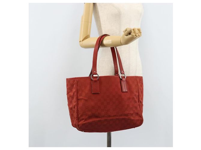 Borsa a mano in tela GG Gucci Rossa Argento 113017 Auth 172168 - vista 21