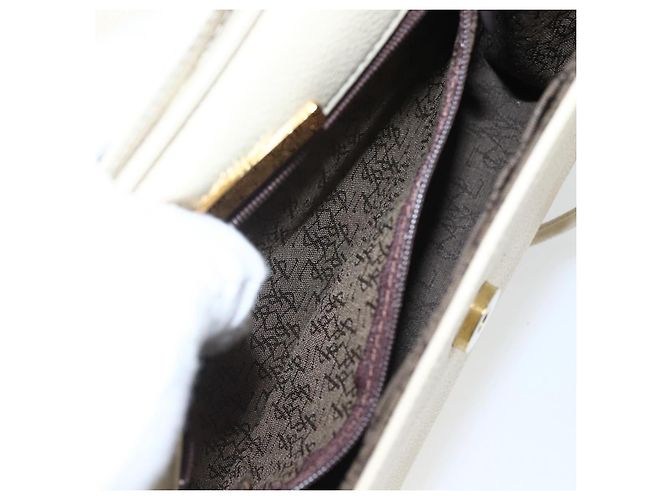 Saint Laurent Borsa a Spalla in Pelle Avorio Oro Auth fm5082 D'oro Crudo - vista 12