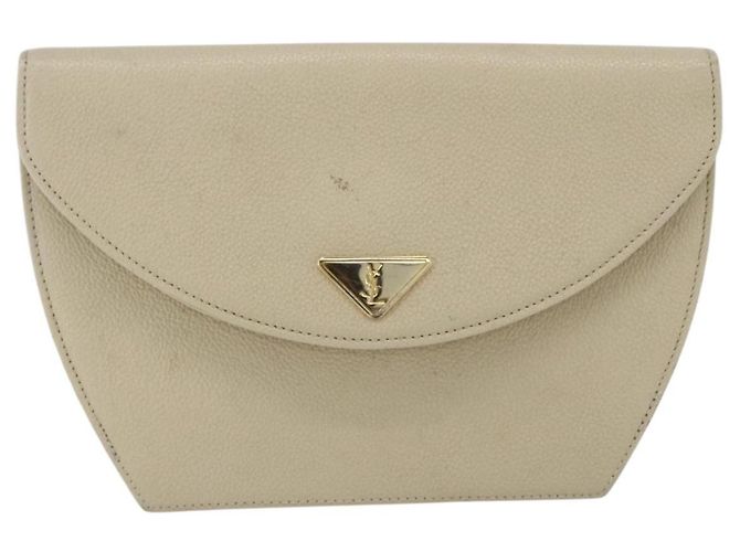 Saint Laurent Borsa a Spalla in Pelle Avorio Oro Auth fm5082 D'oro Crudo - vista 13