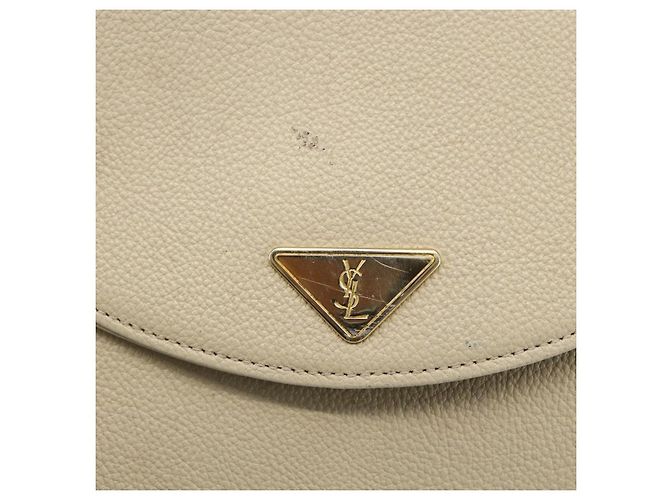 Saint Laurent Borsa a Spalla in Pelle Avorio Oro Auth fm5082 D'oro Crudo - vista 17