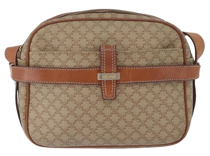 Céline Borsa a spalla in tela Macadam CELINE in pelle PVC beige oro Auth 172225 D'oro - vista 13