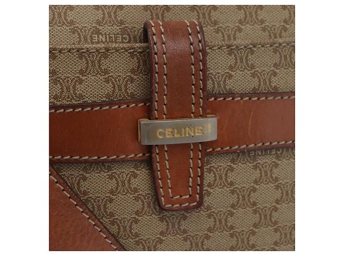 Céline Borsa a spalla in tela Macadam CELINE in pelle PVC beige oro Auth 172225 D'oro - vista 18