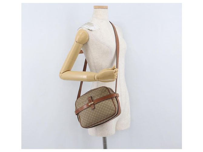 Céline Borsa a spalla in tela Macadam CELINE in pelle PVC beige oro Auth 172225 D'oro - vista 24