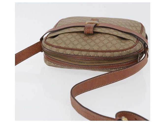 Céline Borsa a spalla in tela Macadam CELINE in pelle PVC beige oro Auth 172225 D'oro - vista 6