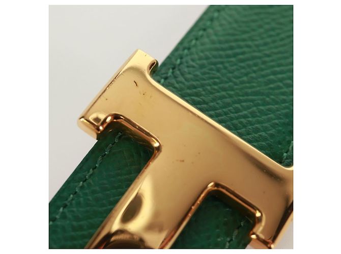 Hermès Cinturón HERMES Constance H de cuero 31,5"" Verde Rojo Auth 171197V Roja - vista 10