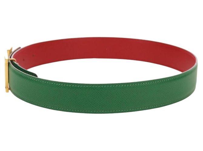 Hermès Cinturón HERMES Constance H de cuero 31,5"" Verde Rojo Auth 171197V Roja - vista 3