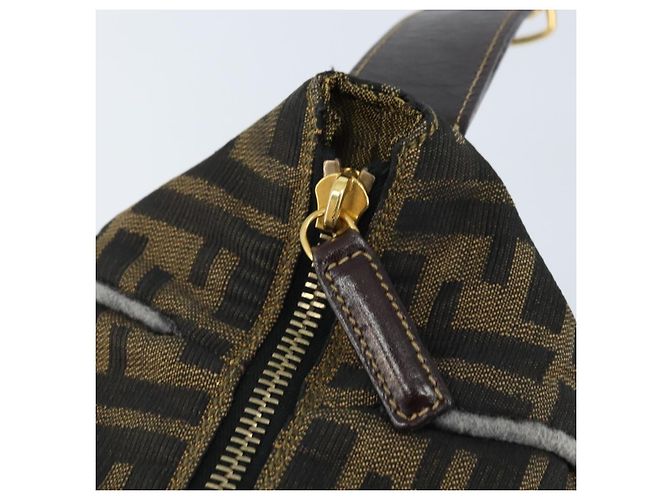 FENDI Zucca Canvas Kosmetiktasche Schwarz Braun Gold Auth ep13520 Golden - Ansicht 10