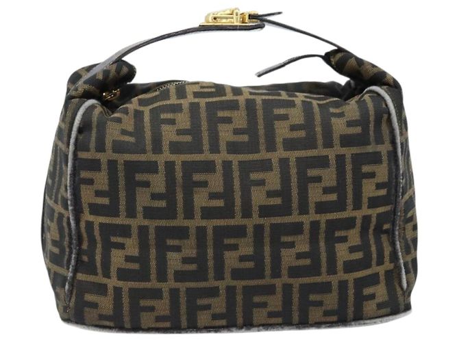 FENDI Zucca Canvas Kosmetiktasche Schwarz Braun Gold Auth ep13520 Golden - Ansicht 13