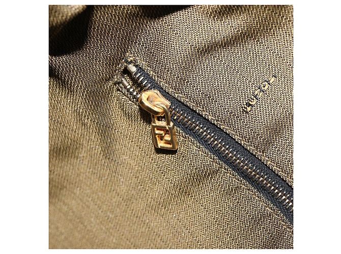 FENDI Zucca Canvas Kosmetiktasche Schwarz Braun Gold Auth ep13520 Golden - Ansicht 21