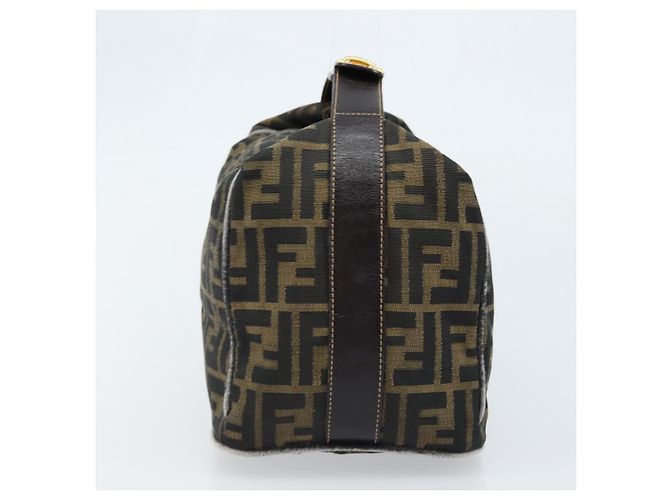 FENDI Zucca Canvas Kosmetiktasche Schwarz Braun Gold Auth ep13520 Golden - Ansicht 3