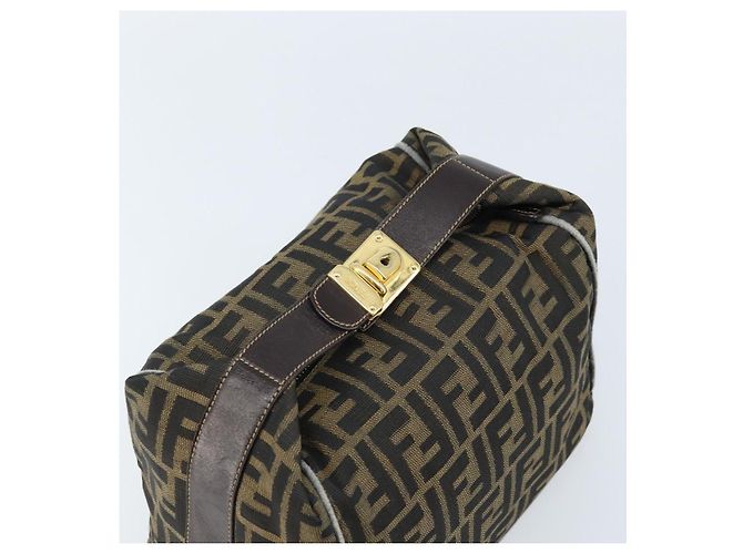 FENDI Zucca Canvas Kosmetiktasche Schwarz Braun Gold Auth ep13520 Golden - Ansicht 6