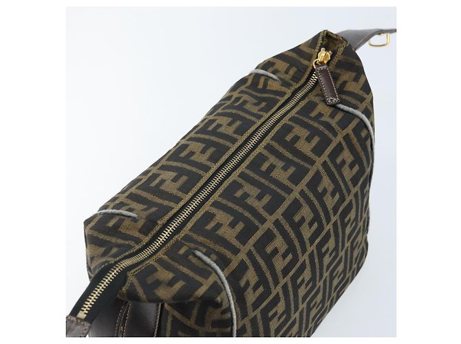 FENDI Zucca Canvas Kosmetiktasche Schwarz Braun Gold Auth ep13520 Golden - Ansicht 9