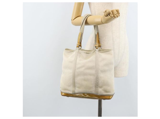 PRADA Borsa a Mano in Tela Bianca e Argento Auth bs33443 Bianco - vista 18