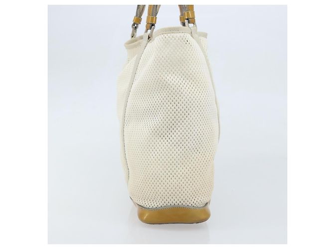 PRADA Borsa a Mano in Tela Bianca e Argento Auth bs33443 Bianco - vista 3