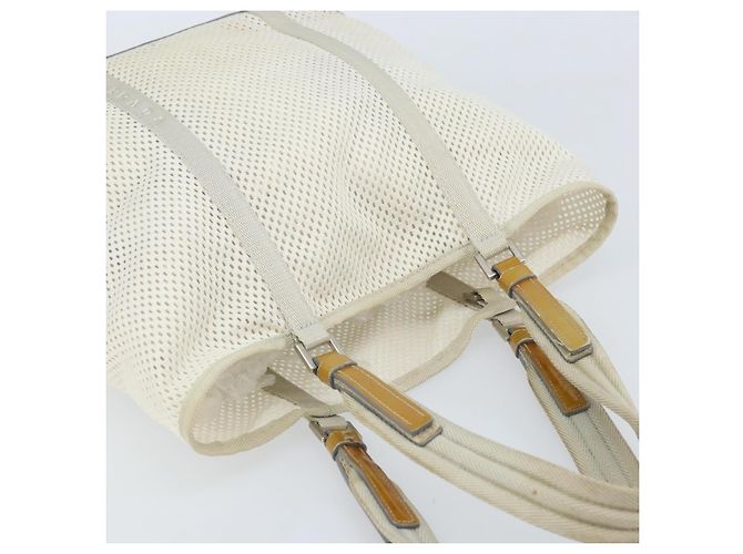 PRADA Borsa a Mano in Tela Bianca e Argento Auth bs33443 Bianco - vista 6