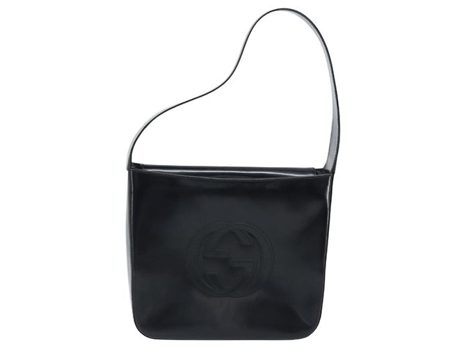 Borsa a Spalla GUCCI Pelle Verniciata Nera Argento 000 1186 0506 Auth ep13558 - vista 13