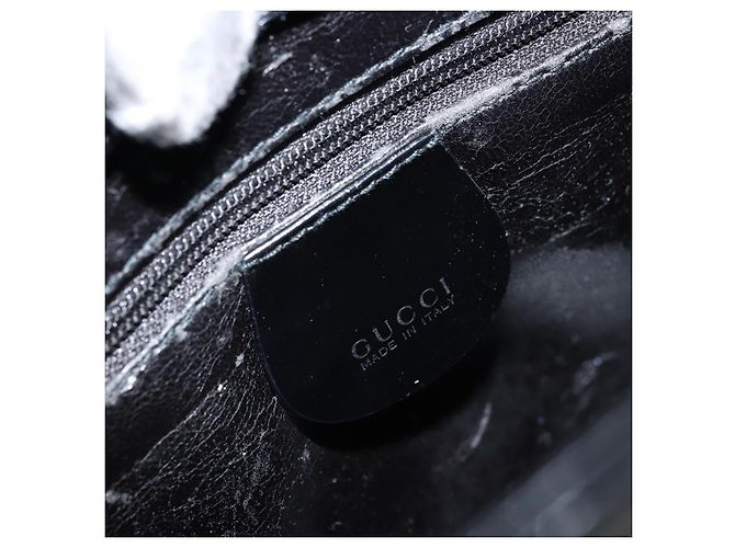 Borsa a Spalla GUCCI Pelle Verniciata Nera Argento 000 1186 0506 Auth ep13558 - vista 17