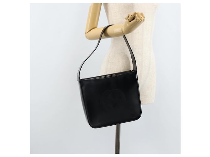 Borsa a Spalla GUCCI Pelle Verniciata Nera Argento 000 1186 0506 Auth ep13558 - vista 21