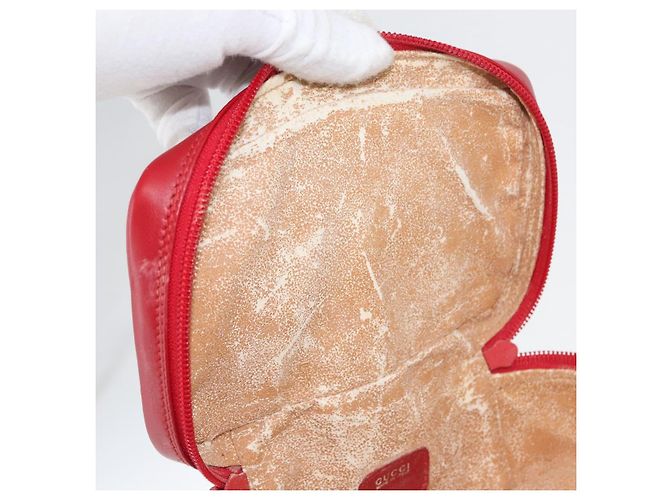 Borsa a mano Vanity in pelle rossa e oro GUCCI 032 1956 0141 Auth 173470 Rosso D'oro - vista 10