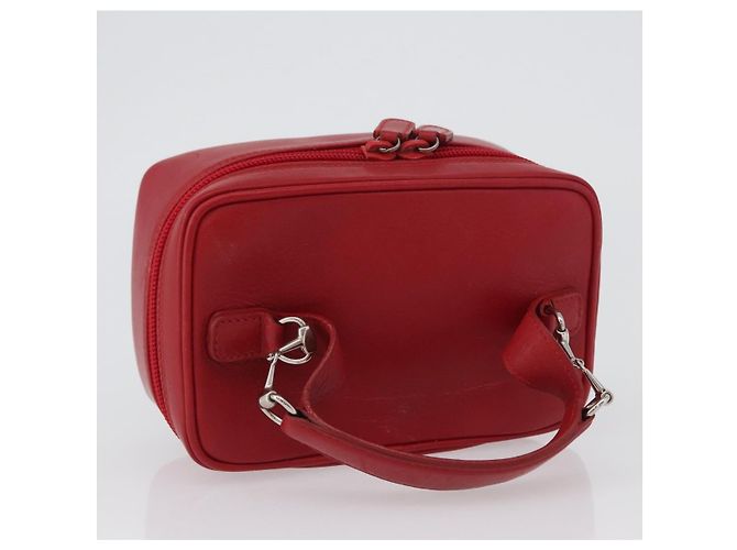 Borsa a mano Vanity in pelle rossa e oro GUCCI 032 1956 0141 Auth 173470 Rosso D'oro - vista 7