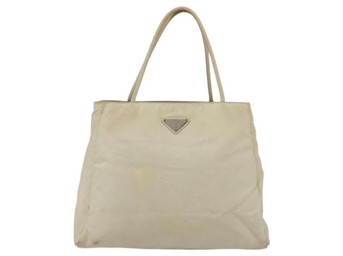 PRADA Borsa a mano in nylon avorio argento Auth LNZ228 Crudo - vista 13