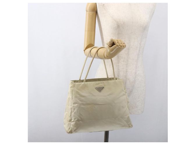 PRADA Borsa a mano in nylon avorio argento Auth LNZ228 Crudo - vista 25