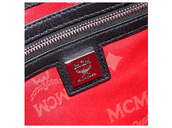 MCM Logogram Vicetos Tasche aus PVC-Leder MCM ~ Loveless Schwarz Silber Auth kk620 - Ansicht 14