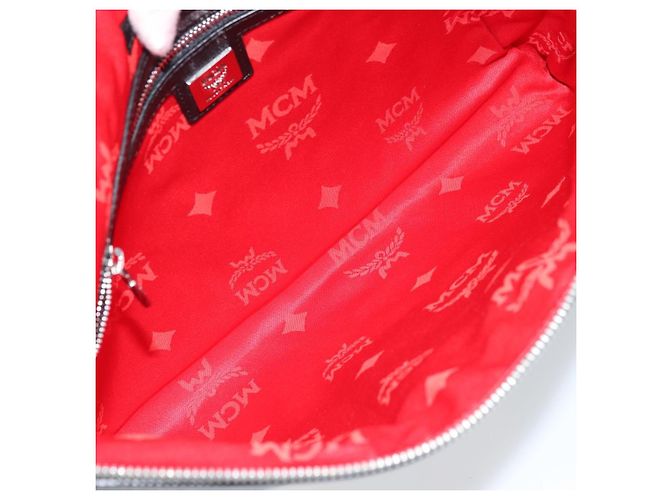 MCM Logogram Vicetos Tasche aus PVC-Leder MCM ~ Loveless Schwarz Silber Auth kk620 - Ansicht 15
