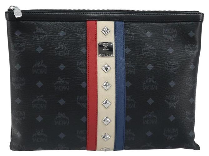 MCM Logogram Vicetos Tasche aus PVC-Leder MCM ~ Loveless Schwarz Silber Auth kk620 - Ansicht 2