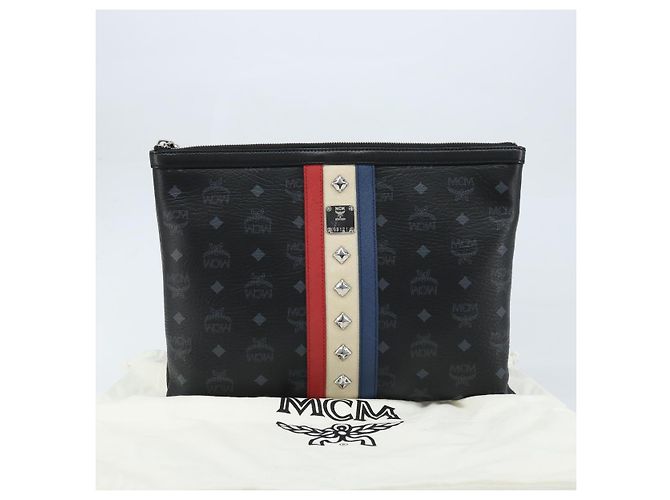 MCM Logogram Vicetos Tasche aus PVC-Leder MCM ~ Loveless Schwarz Silber Auth kk620 - Ansicht 20