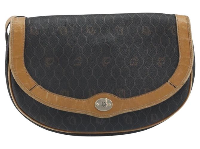 Borsa a spalla in tela a nido d'ape PVC nera e dorata Christian Dior Auth 172089 Nero D'oro - vista 13
