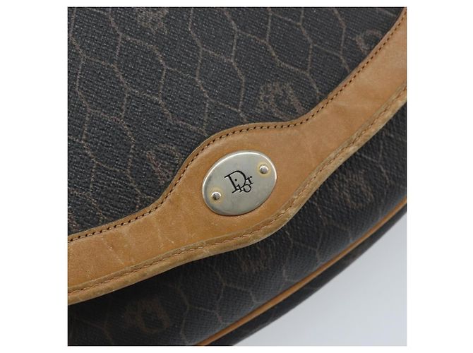 Borsa a spalla in tela a nido d'ape PVC nera e dorata Christian Dior Auth 172089 Nero D'oro - vista 17