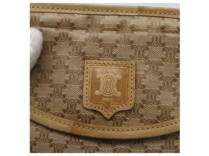 Céline Borsa a Spalla in Tela Macadam CELINE PVC Beige Oro Auth 173481 D'oro - vista 17
