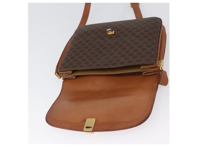 Céline Borsa a Spalla in Tela Macadam CELINE in Pelle PVC Marrone Oro Auth LNZ270 D'oro - vista 10