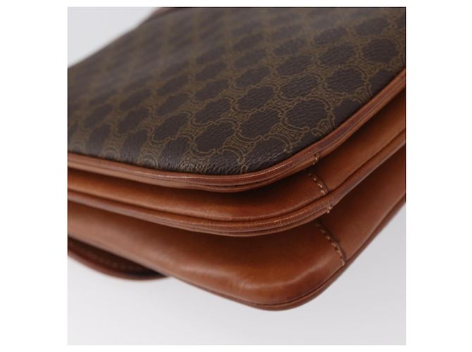 Céline Borsa a Spalla in Tela Macadam CELINE in Pelle PVC Marrone Oro Auth LNZ270 D'oro - vista 15